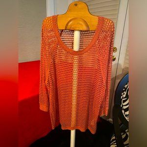Bobeau orange mesh coverup top